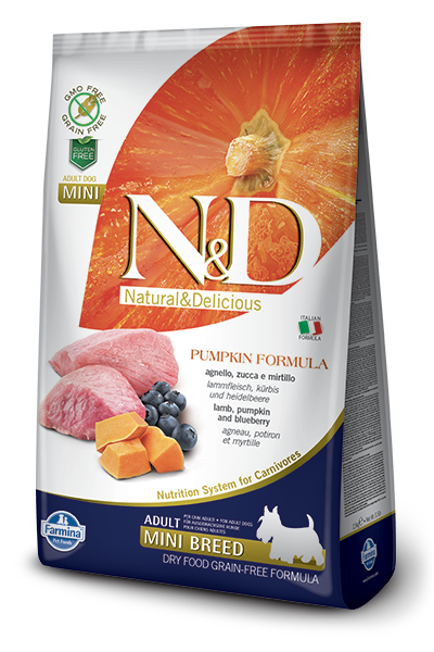 Farmina N&D Grain Free Lamb & Blueberry With Pumpkin Adult Mini - 2.5kg