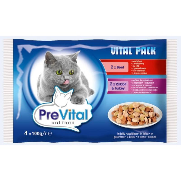 Prevital Vital Pack Pouch Beef & Turkey & Rabbit In Jelly - 4x100 g