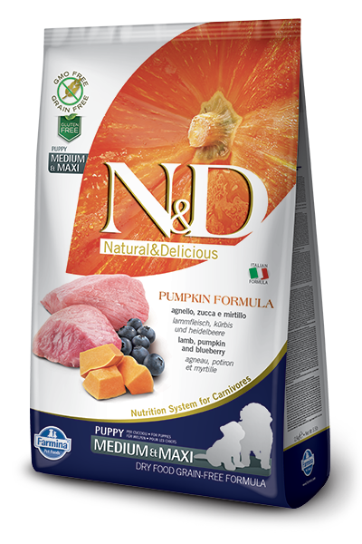 Farmina N&D Grain Free Lamb & Blueberry With Pumpkin Puppy Medium & Maxi - 2,5kg