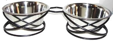 Raintech Double Stainless Steel Bowl With Wrought Iron Stand - 13cm